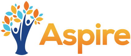 Aspire color logo tree with people outstretched arms