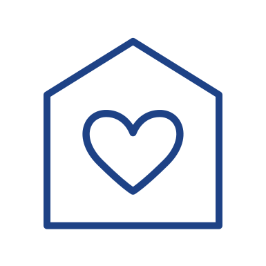 line icon home with heart inside