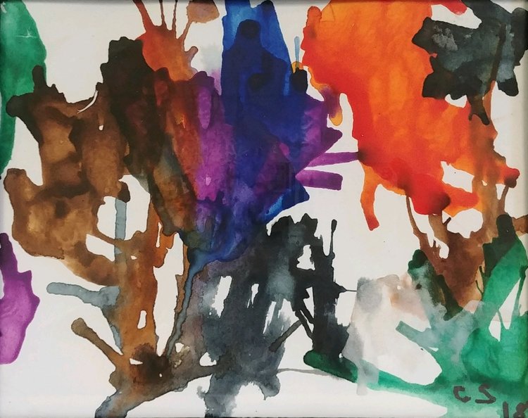 abstract painting of watercolor shapes