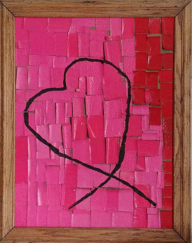 painting of pink and red heart