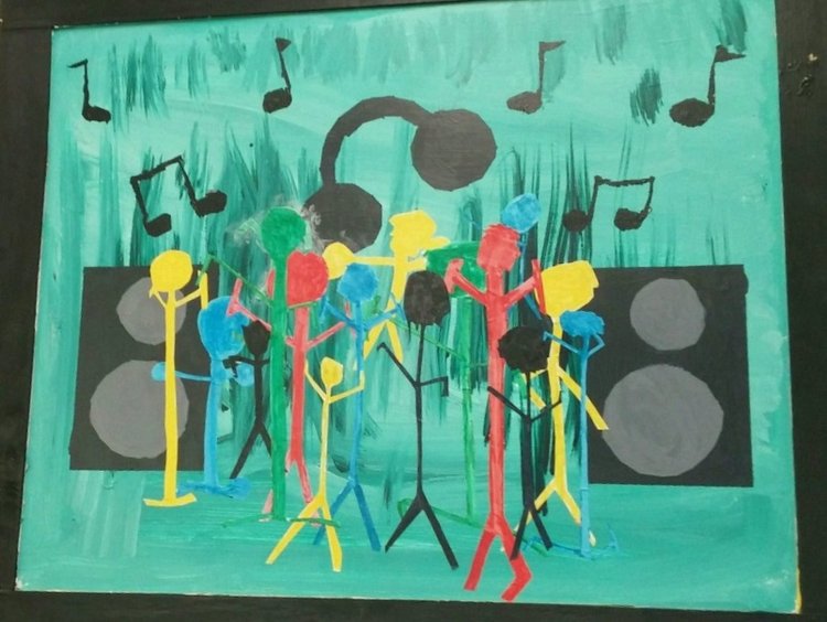 painting of dance party music