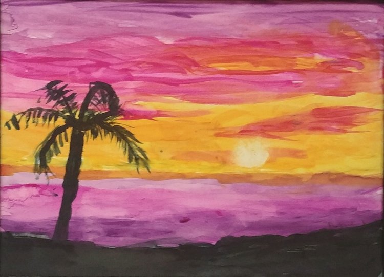 painting of sunset beach