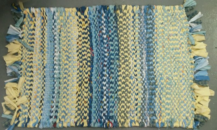 JC-art-BlueSky weaving rug of blues and yellows
