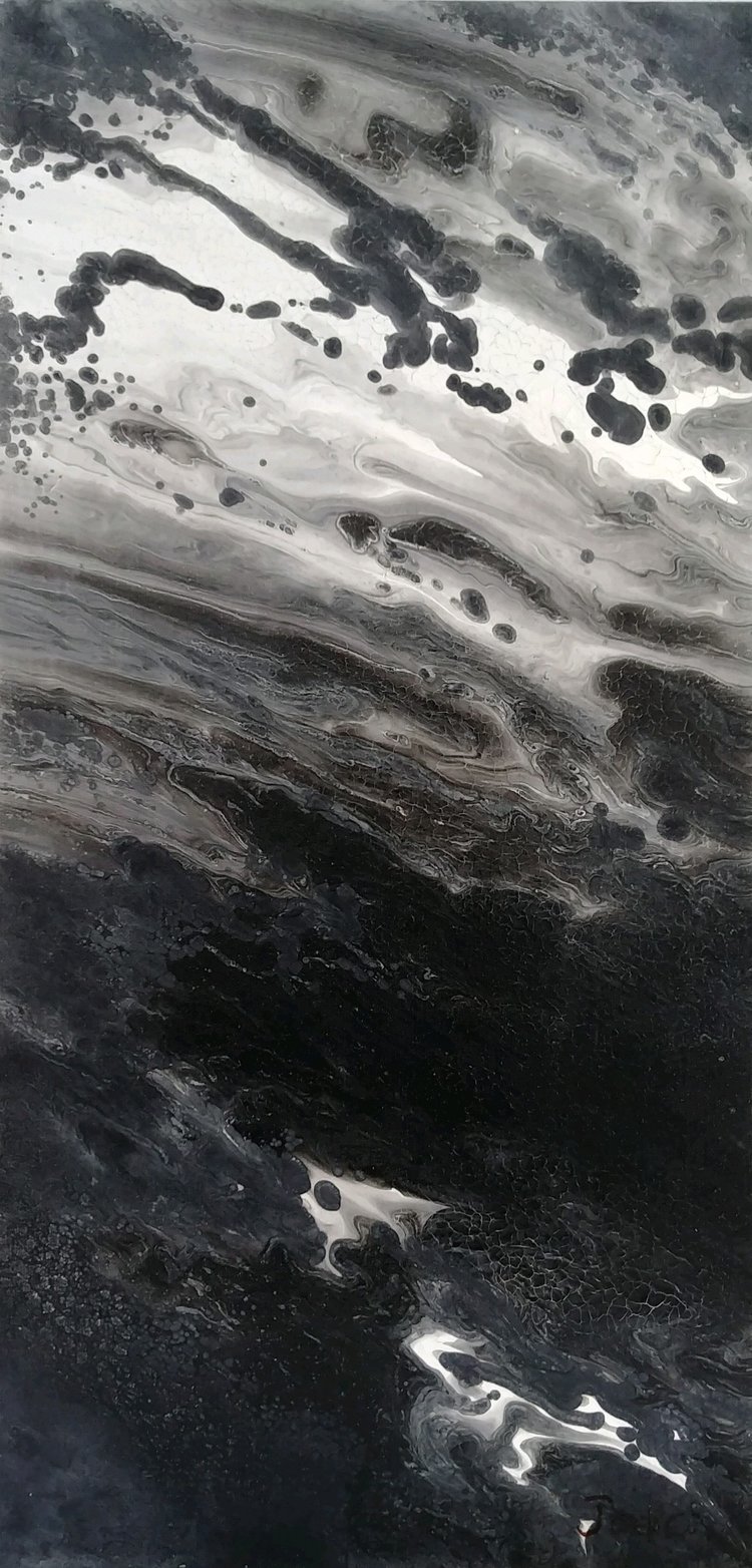 abstract painting of white and black