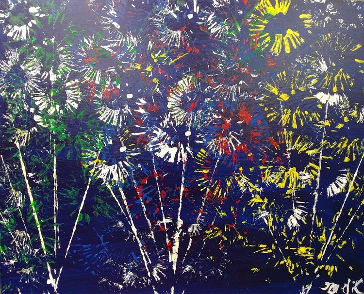 painting of fourth of july fireworks