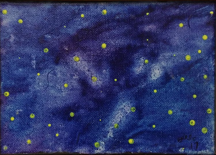 painting of night sky with stars