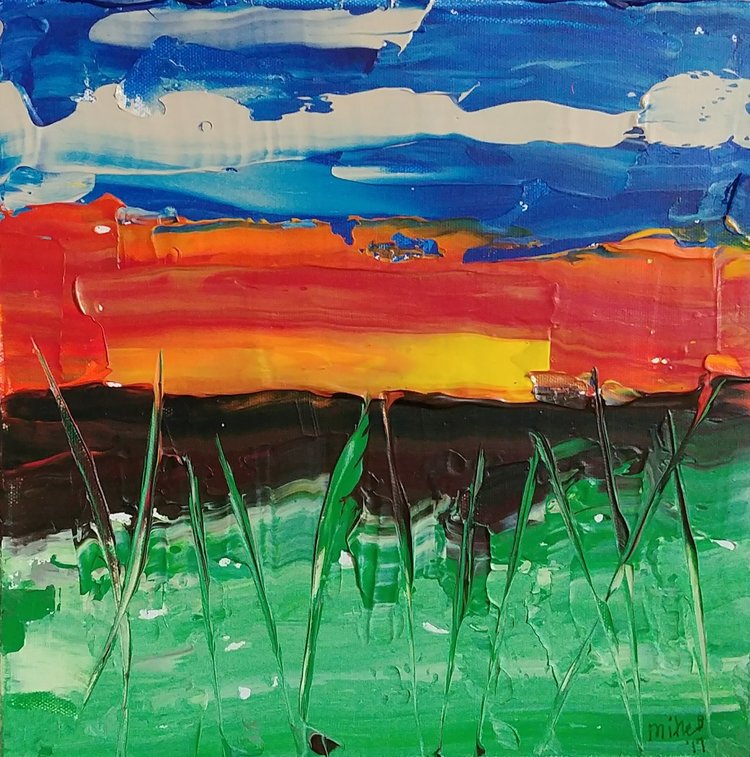 painting of prairie sunset