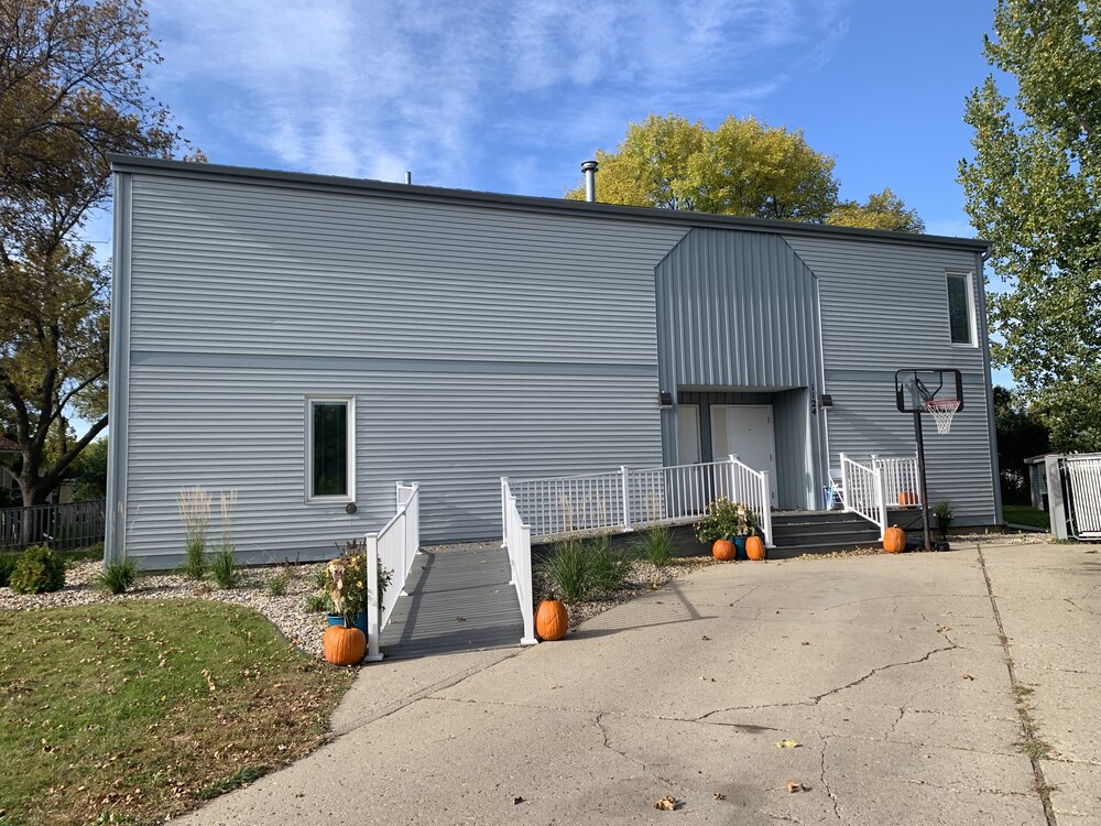 supported living housing gray building